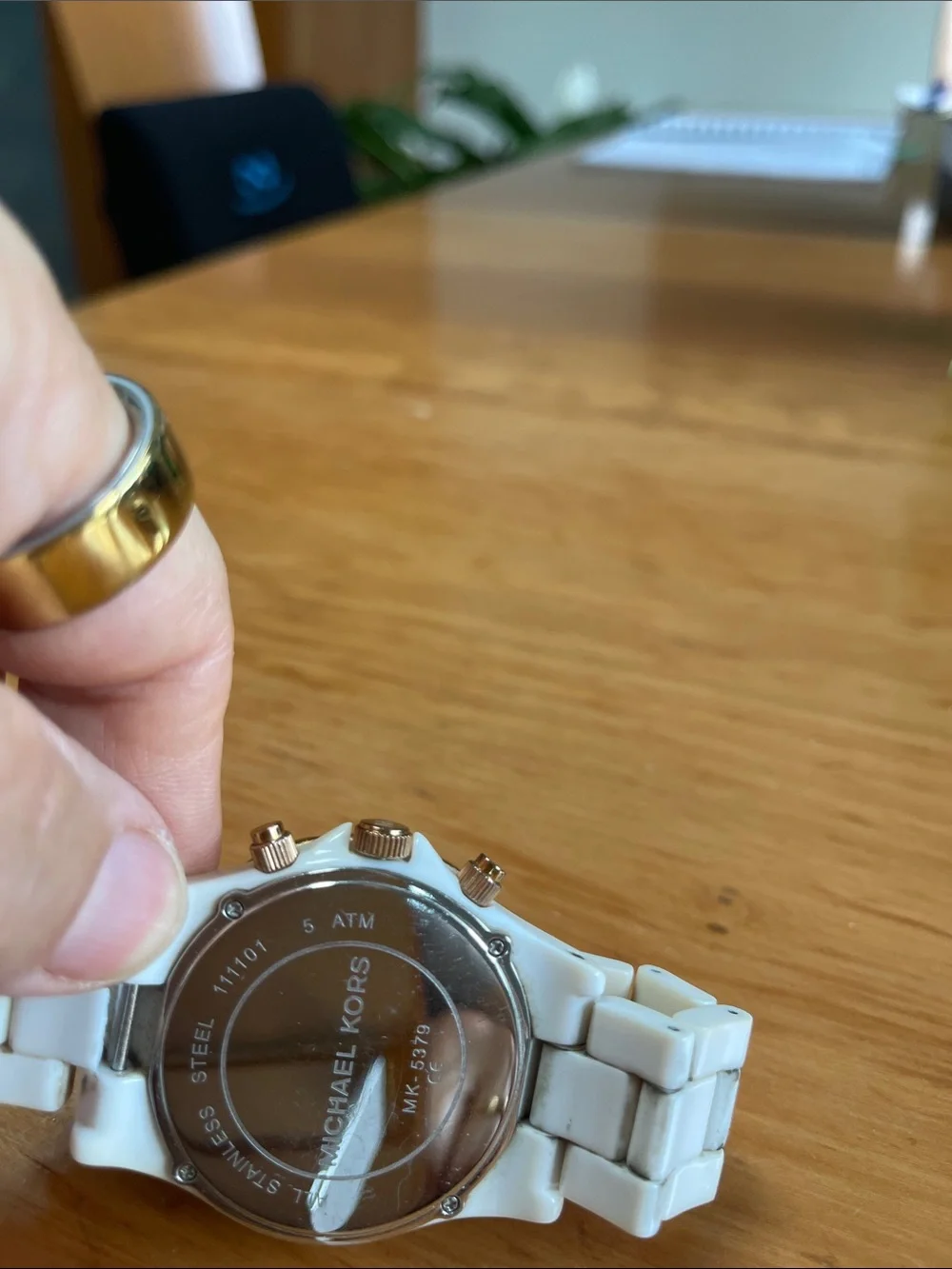 Michael Kors White and Gold Crystal Bezel Women's Watch